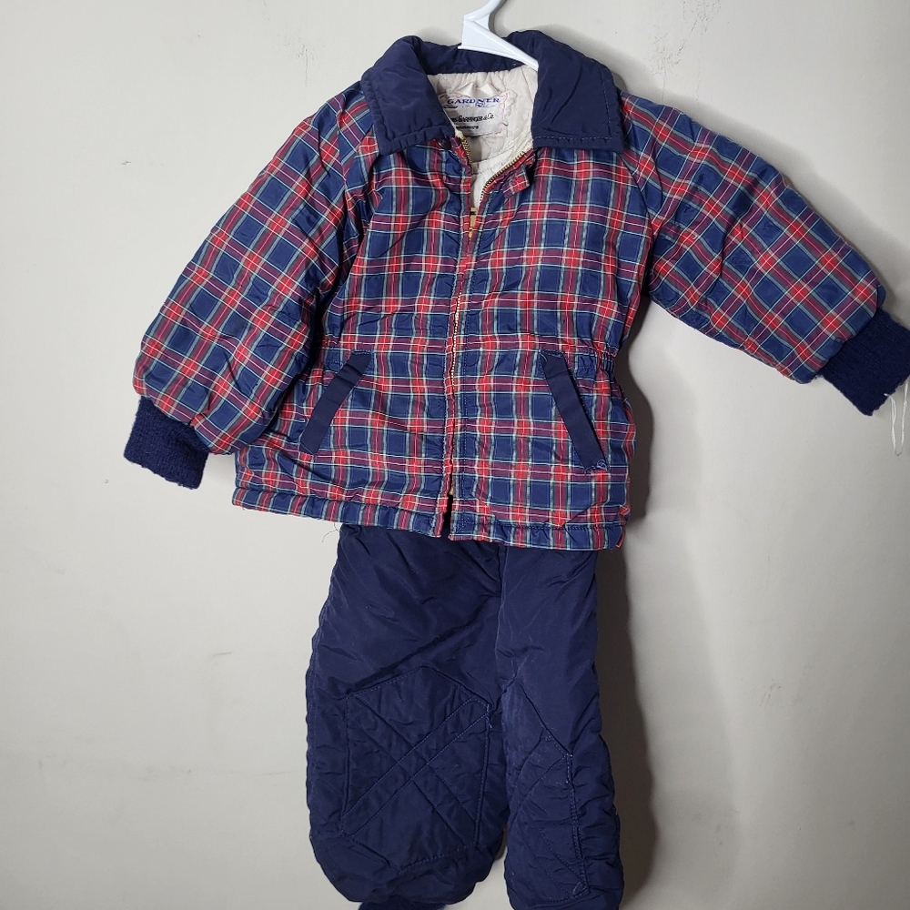 Vintage Rare Hard To FindChildren's Navy Plaid Winter Snow Set Size 2